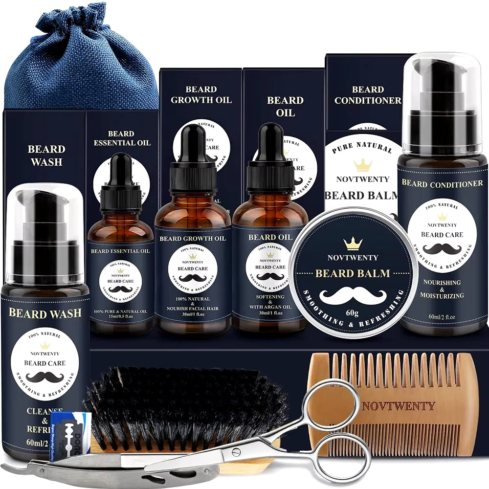 🧔 Kit Barbe Premium 12 Pièces (OFFERT)